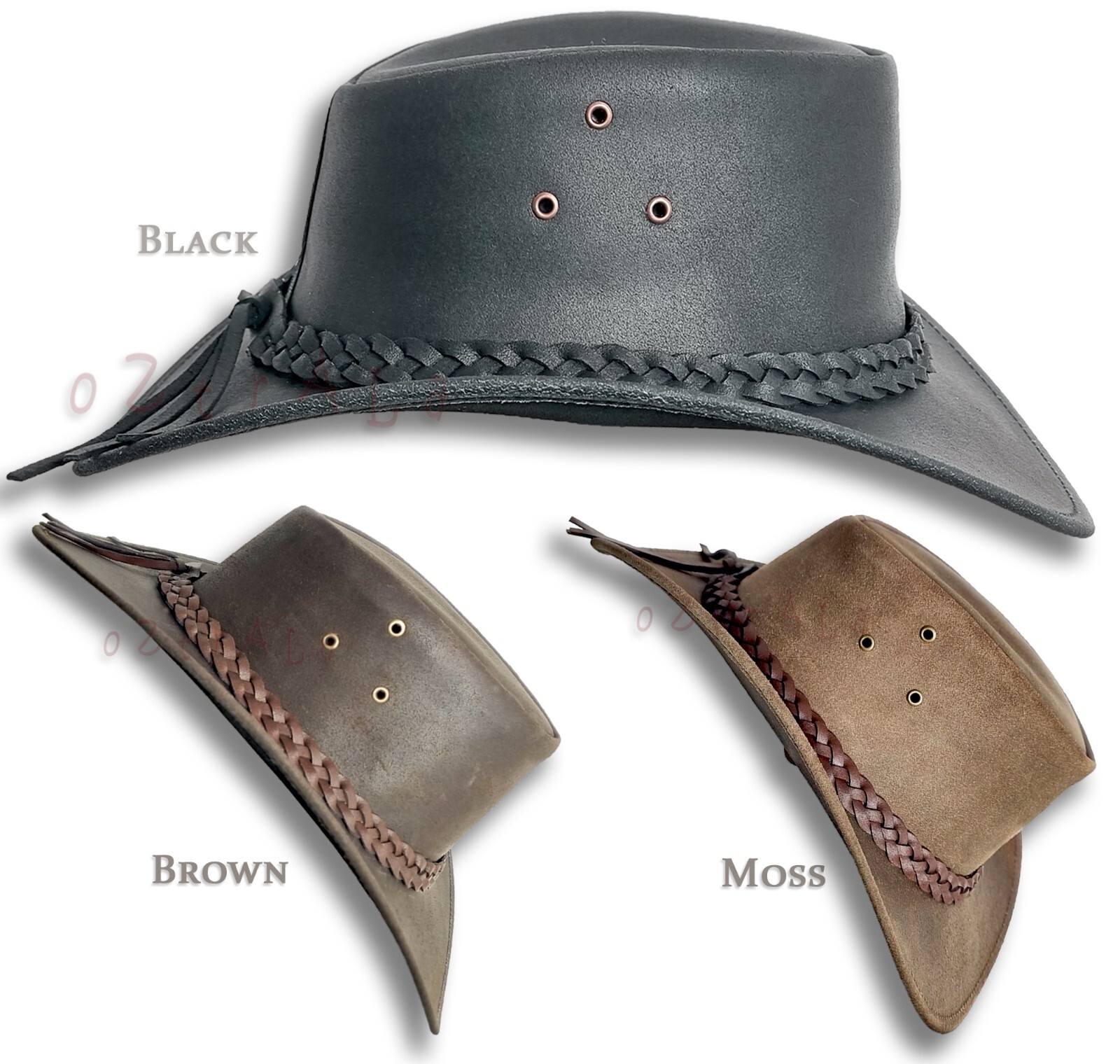 【oZtrALa】Australian OIL LEATHER Hat Outback Men Bush Jacaru Cowboy AUSSIE Fedora