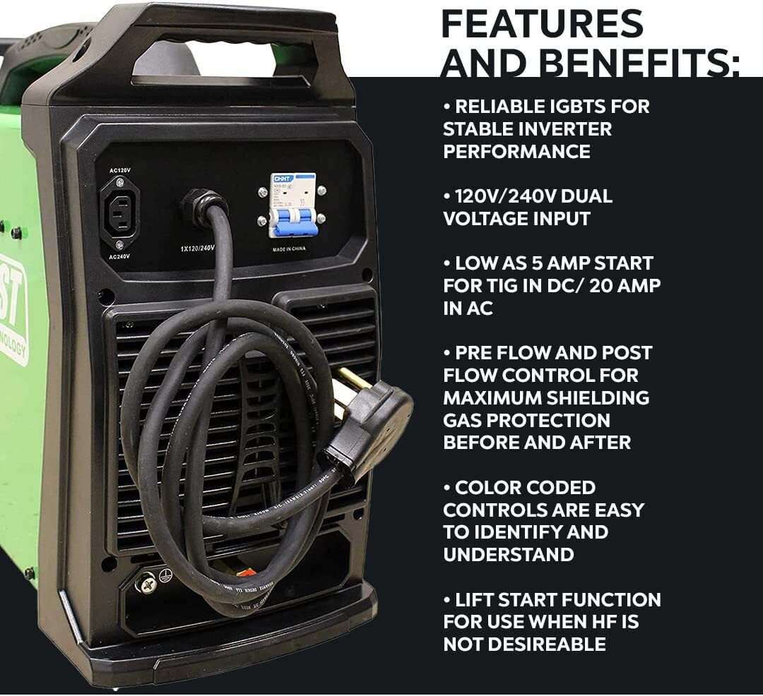 NEW PowerTIG 200DV DUAL VOLTAGE 200AMP ACDC TIG STICK PULSE WELDER EVERLAST