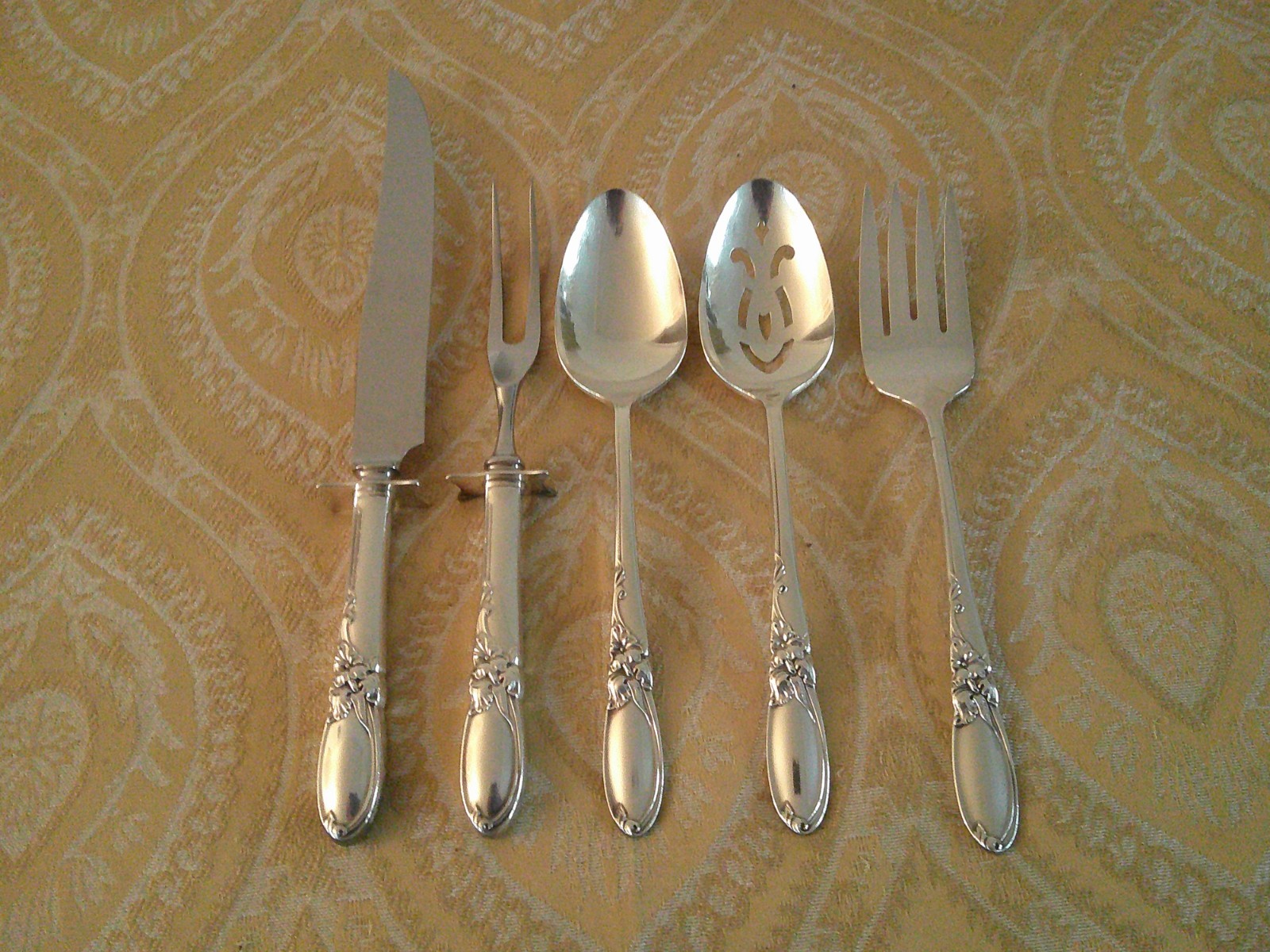 White Orchid Community Carving Knife Fork Set Serving Spoons and Meat Fork