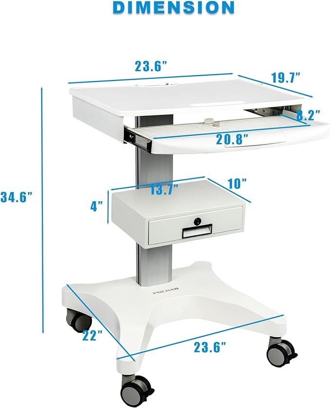 MEDICAL TROLLEY WITH LAPTOP PALLET AND ORAL SCANNER HOLDER