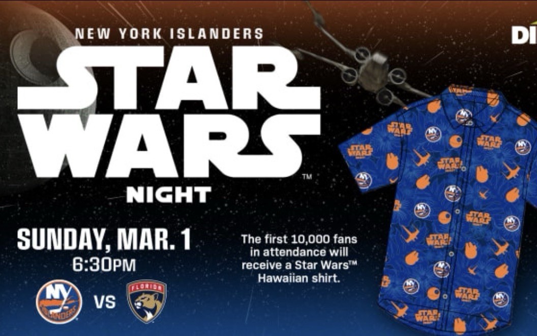 2026 New York Islanders Star Wars Night Hawaiian Shirt SGA 3/1 Size XL *SEALED*