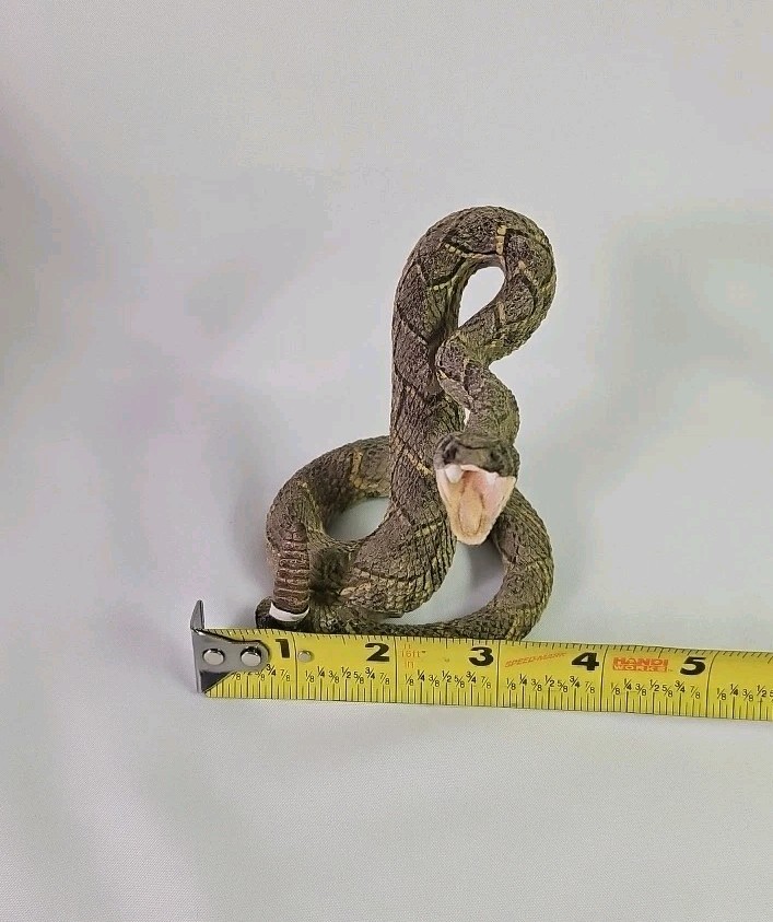 Vintage Snake Scary Coiled Rattlesnake Ceramic Figurine 4" Appx.