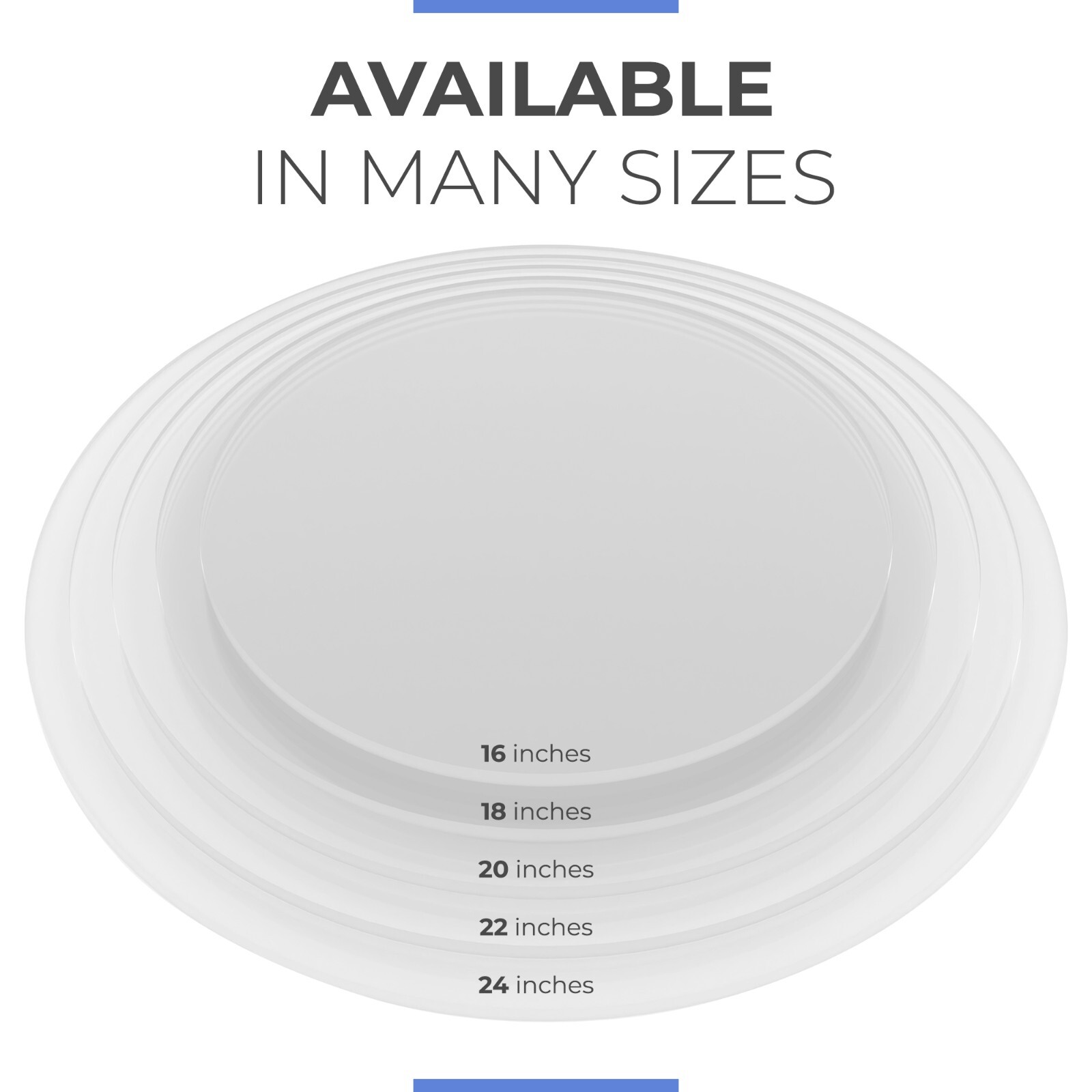 Round Acrylic Plexiglass Sheet Table Top 1/4" Flat Clear Cake Disc Lucite Circle