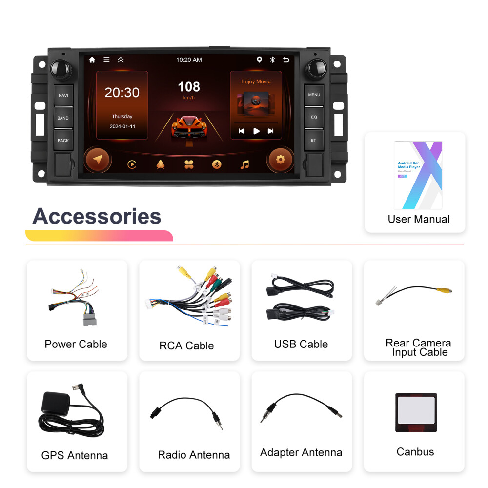 7" Carplay For Dodge RAM 1500 2500 2009-2012 Android 15 Car Radio GPS NAV Stereo