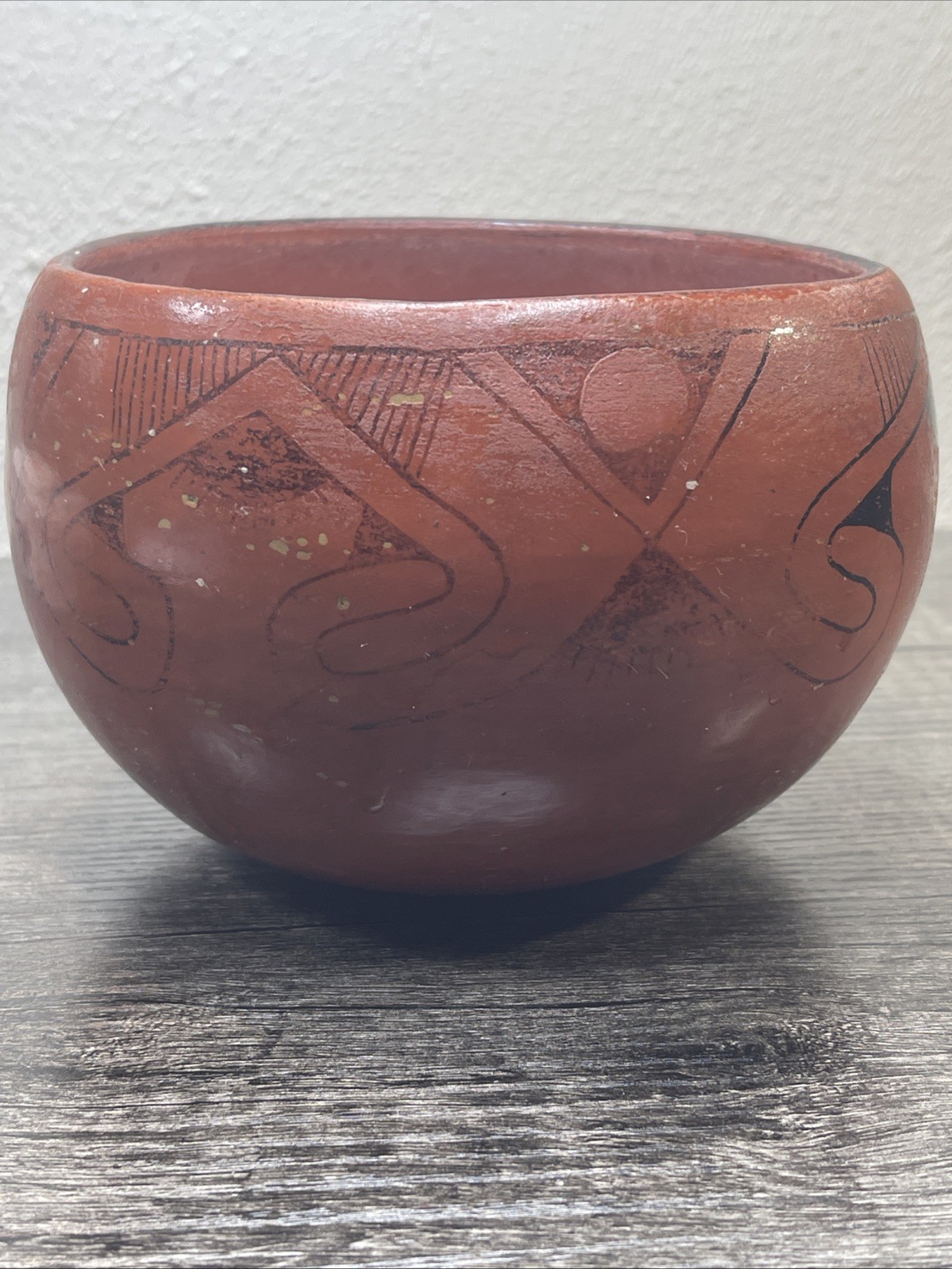 VTG Hopi Native American Hand Painted Vessel Jar Bowl Pottery Unsigned6”x4”tall￼