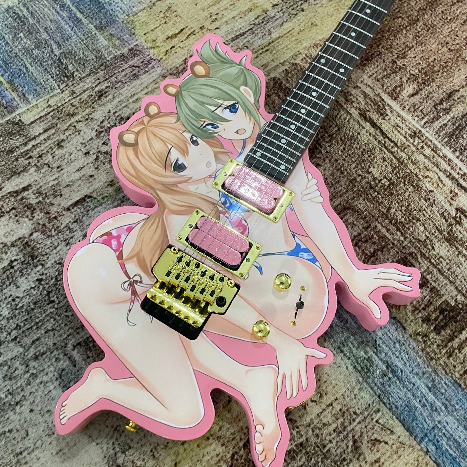 Anime&Manga beautiful girl shaped Electric Guitar Tremolo HH Pickups 24Frets