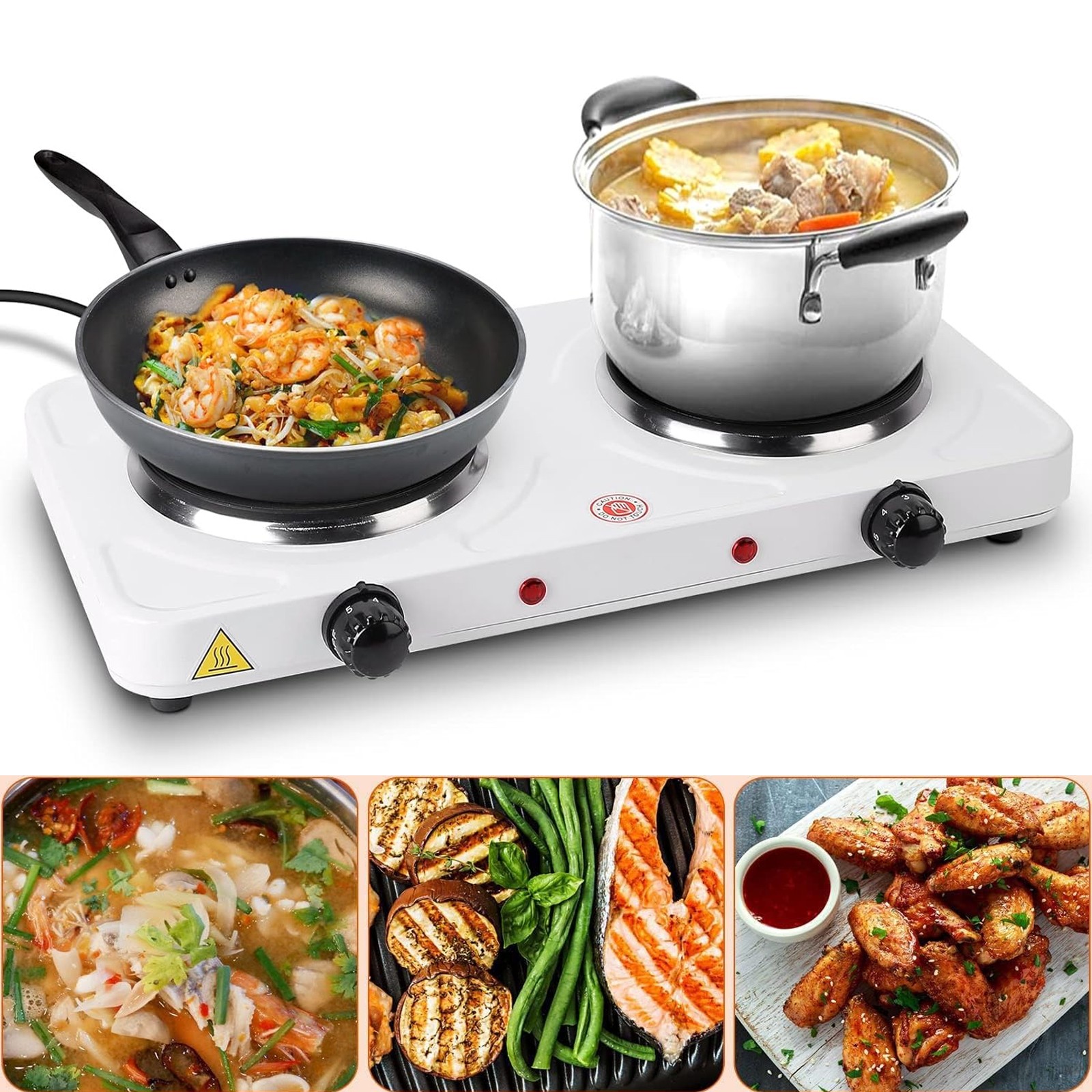 Portable Electric Double Burner Hot Plate Kitchen Cooktop Cooking Stove 2000W