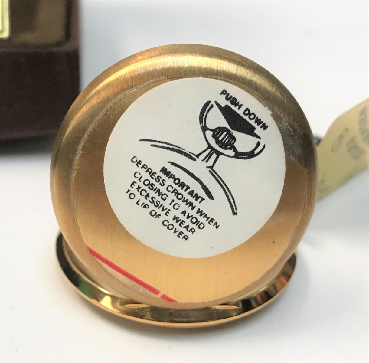 Rare NOS 1970s Jules Jurgensen Gold Tone White Dial Day Date Pocket Watch 6062Q