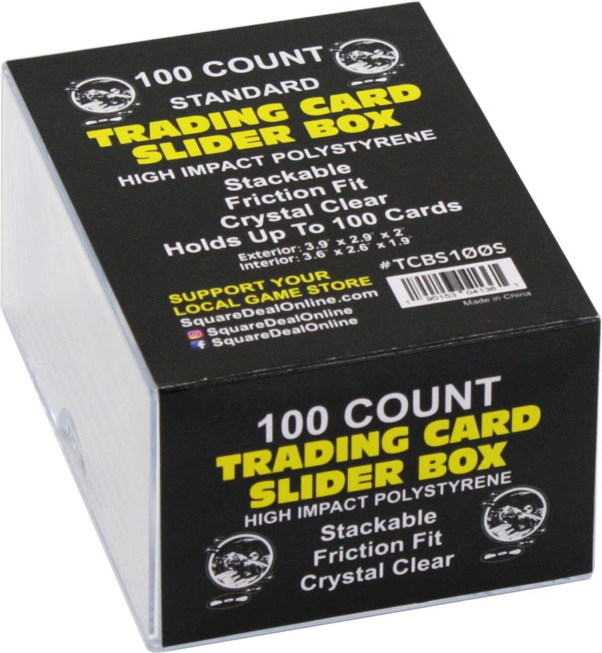 (100) TCBS100S Trading Card Slider Boxes Ultimate Protection Crystal Clear NEW