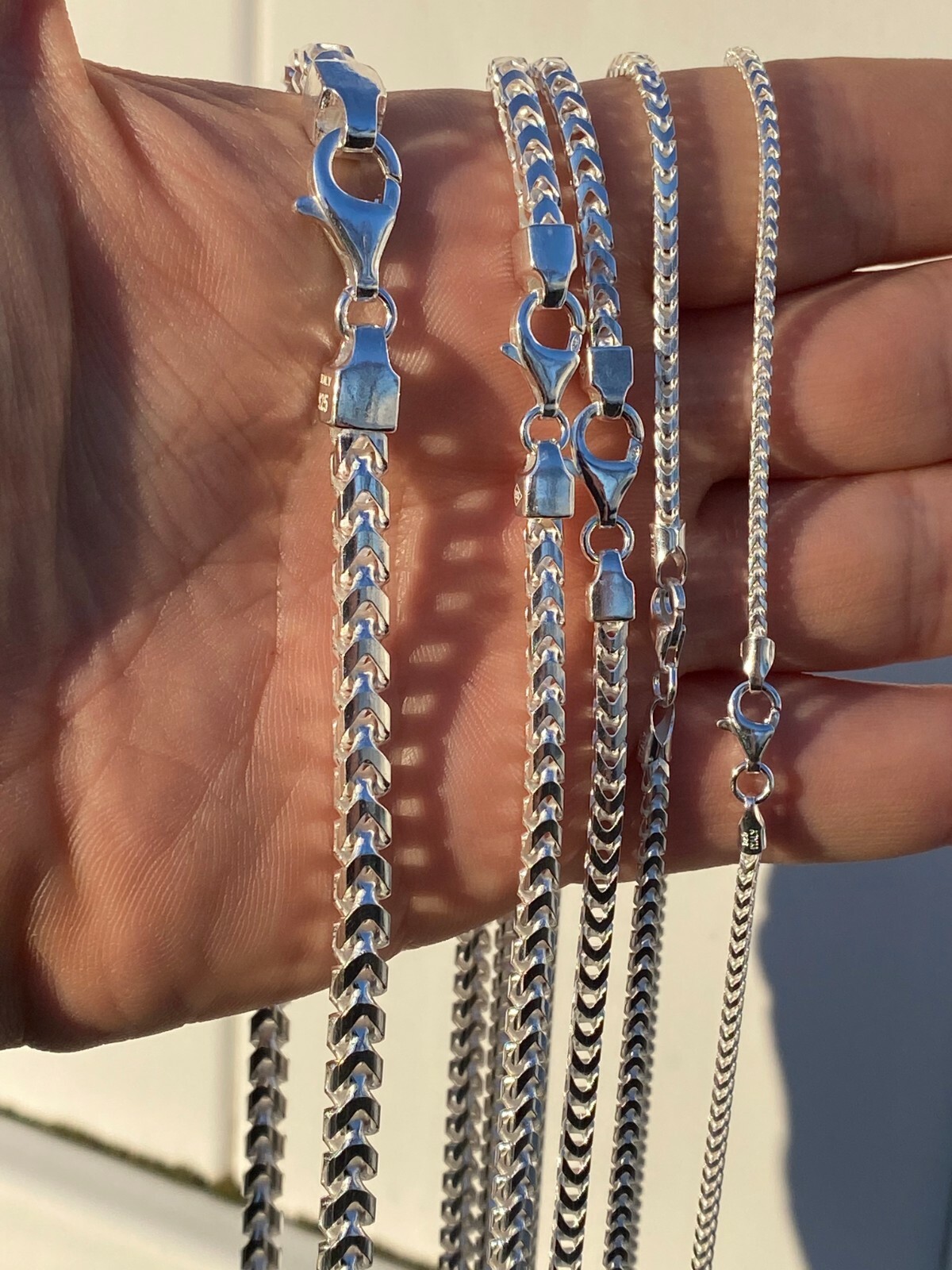 Real Solid 925 Sterling Silver Franco Chain 2-5mm Box Necklace Men Ladies 18-30"