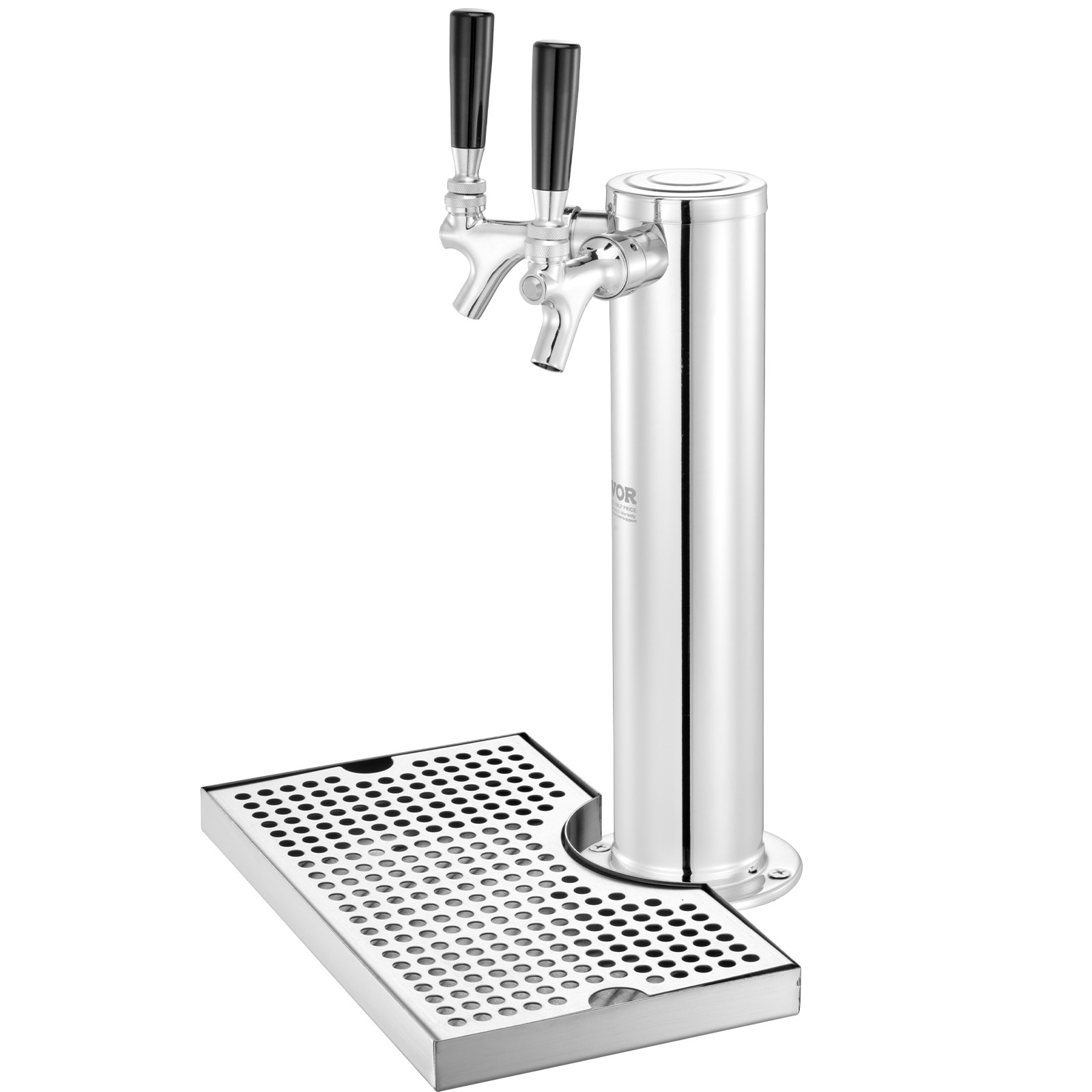 VEVOR Kegerator Tower Kit Double Taps Beer Conversion Kit with Beer Drip Tray