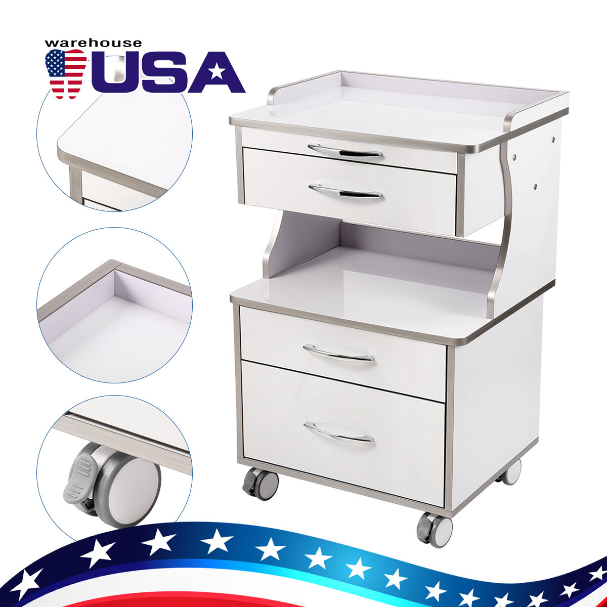 Dental Unit Chair DC Motor Computer Control PU Leather+Stool / Cabinet Trolley