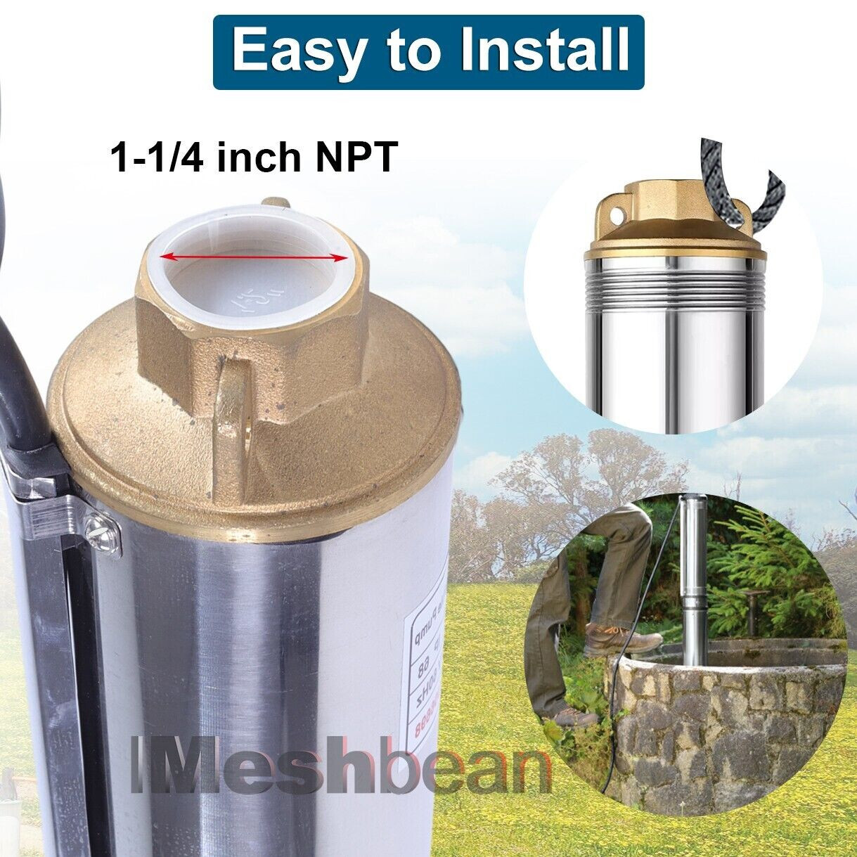 1 HP 3" Deep Well Submersible Pump, 110V, 60Hz, 13GPM, 247 ft Max,100ft Cord