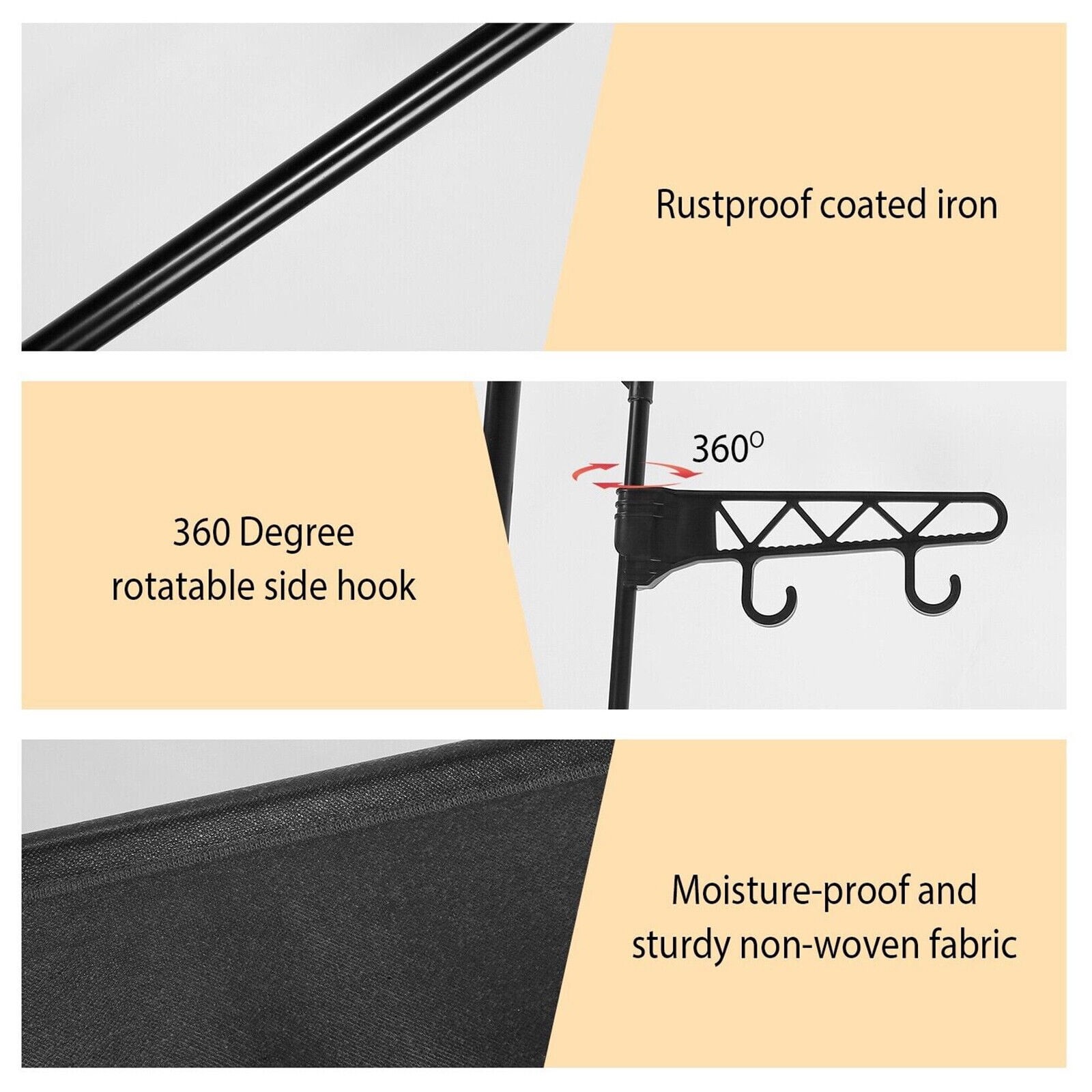 Clothes Rack with 3 Hanging Rods, 63" Extra Large Capacity Wardrobe with Shelves