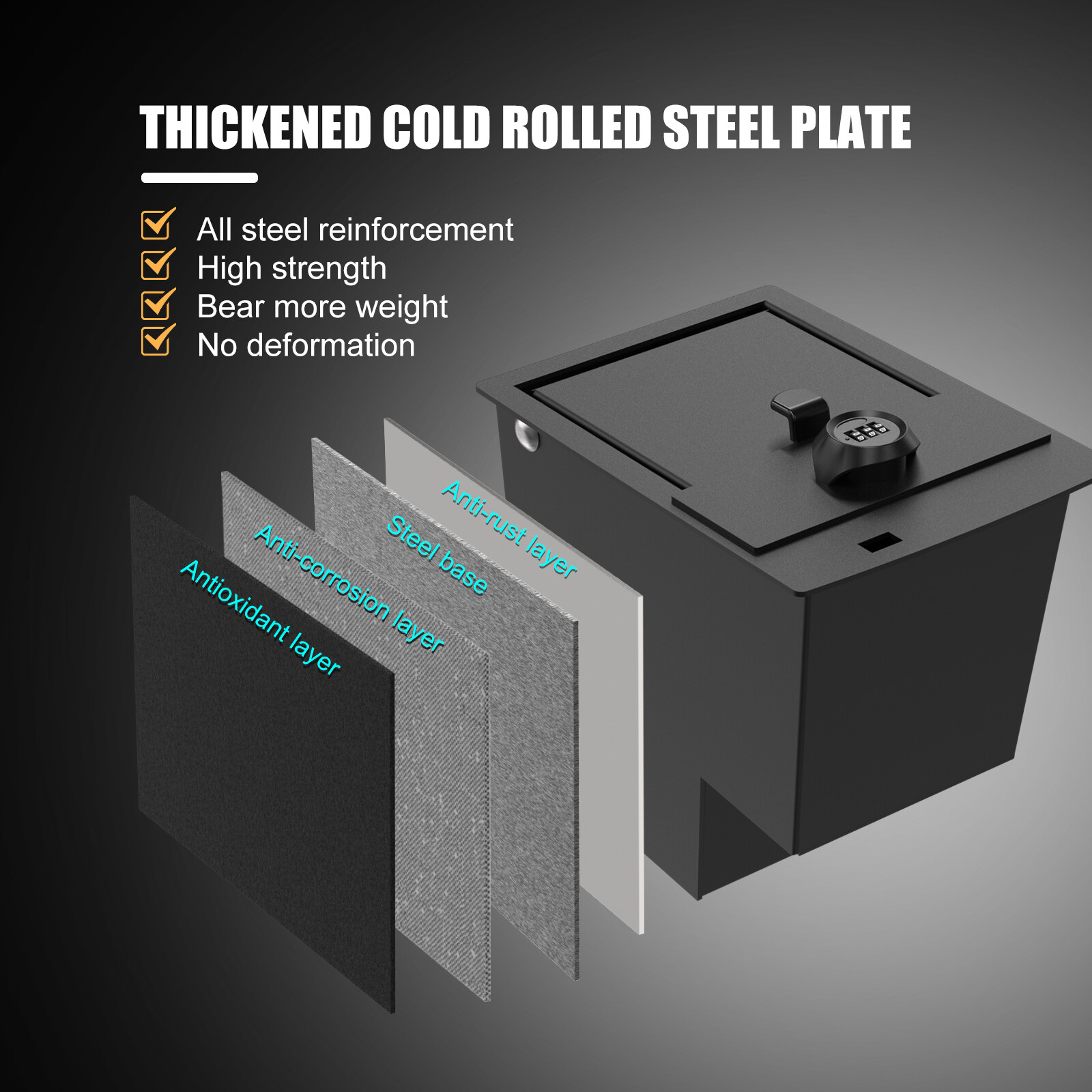 For 2010-2024 Toyota 4Runner 4 Door Center Console Safe Storage w/3 Digit Combo