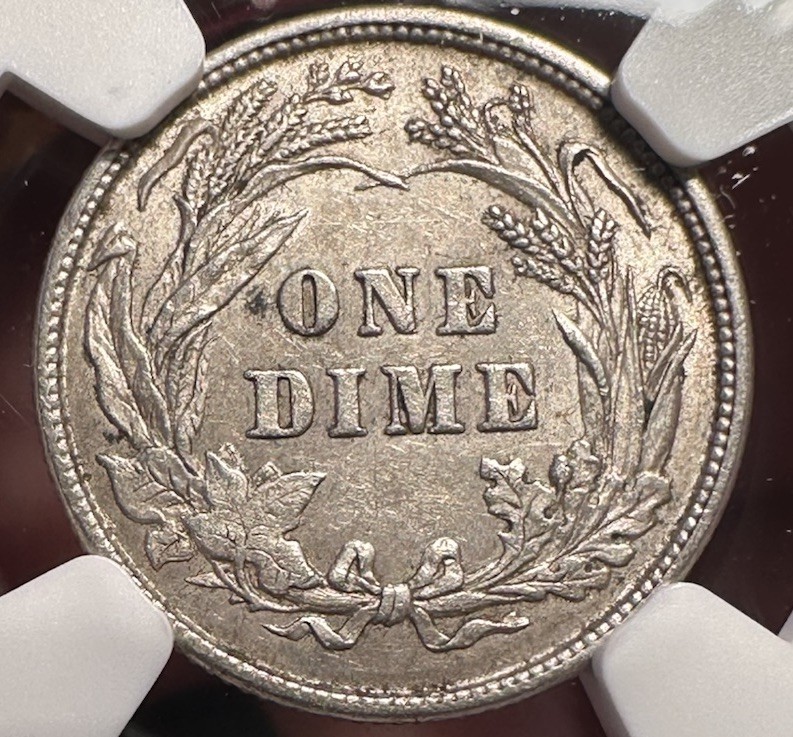 1892 Barber Dime AU 58 NGC Certified