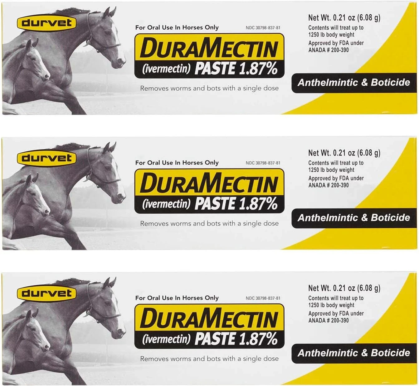Duramectin Equine Wormer Paste - 3 Tubes exp date 2027