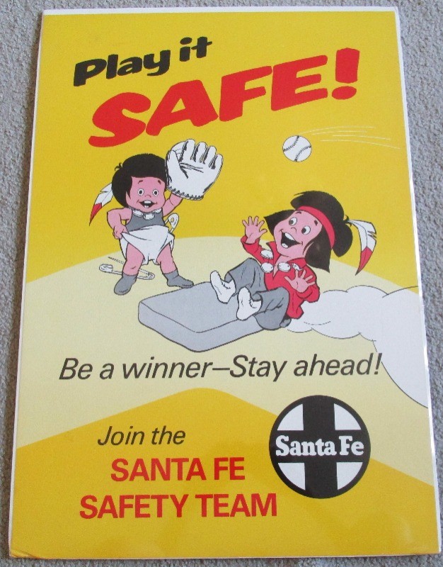 ORIGINAL Santa Fe Railroad Poster PLAY IT SAFE w Chico