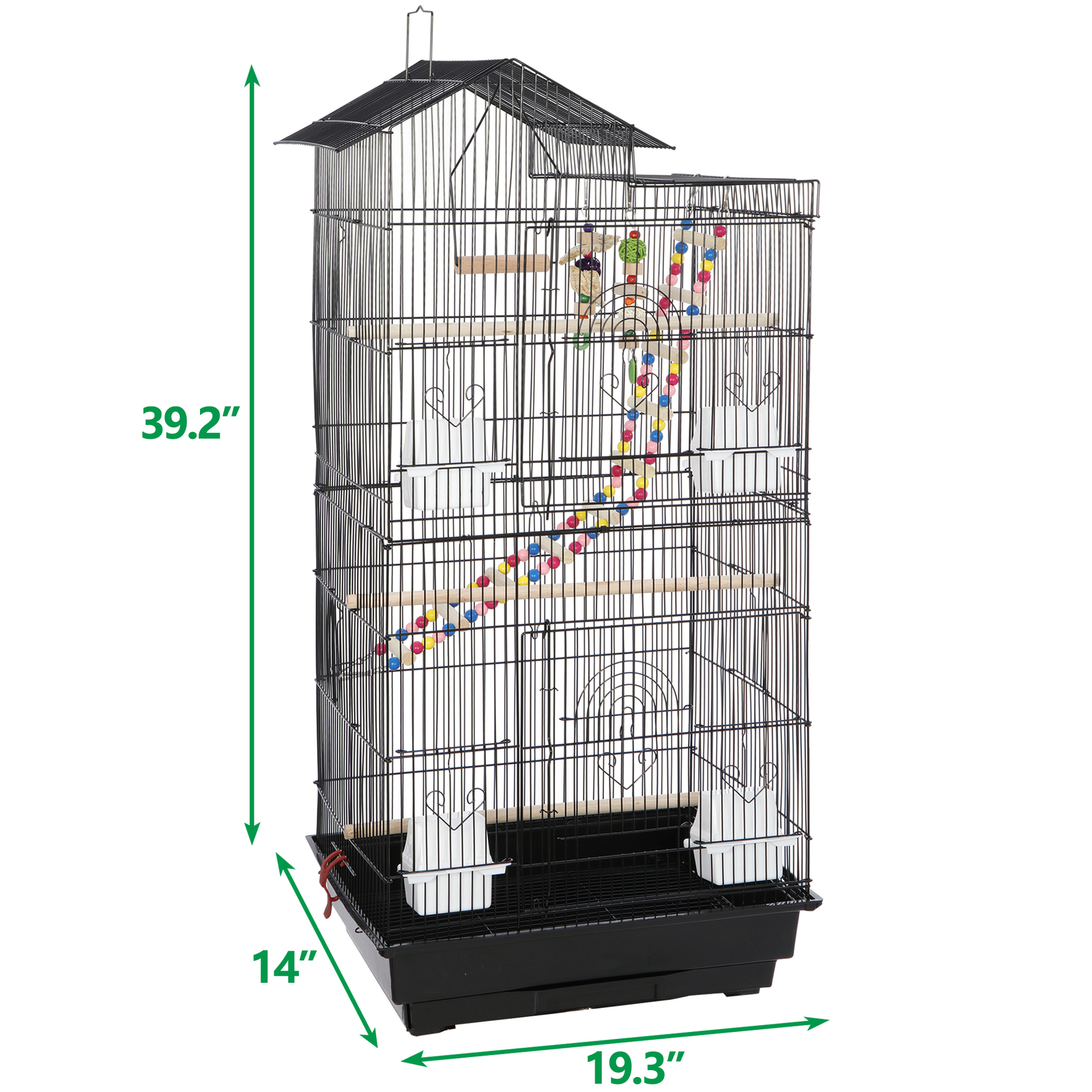 39-inch Roof Top Large Bird Cage Flight Parrot Cockatiel Parakeet Cage w/Toys