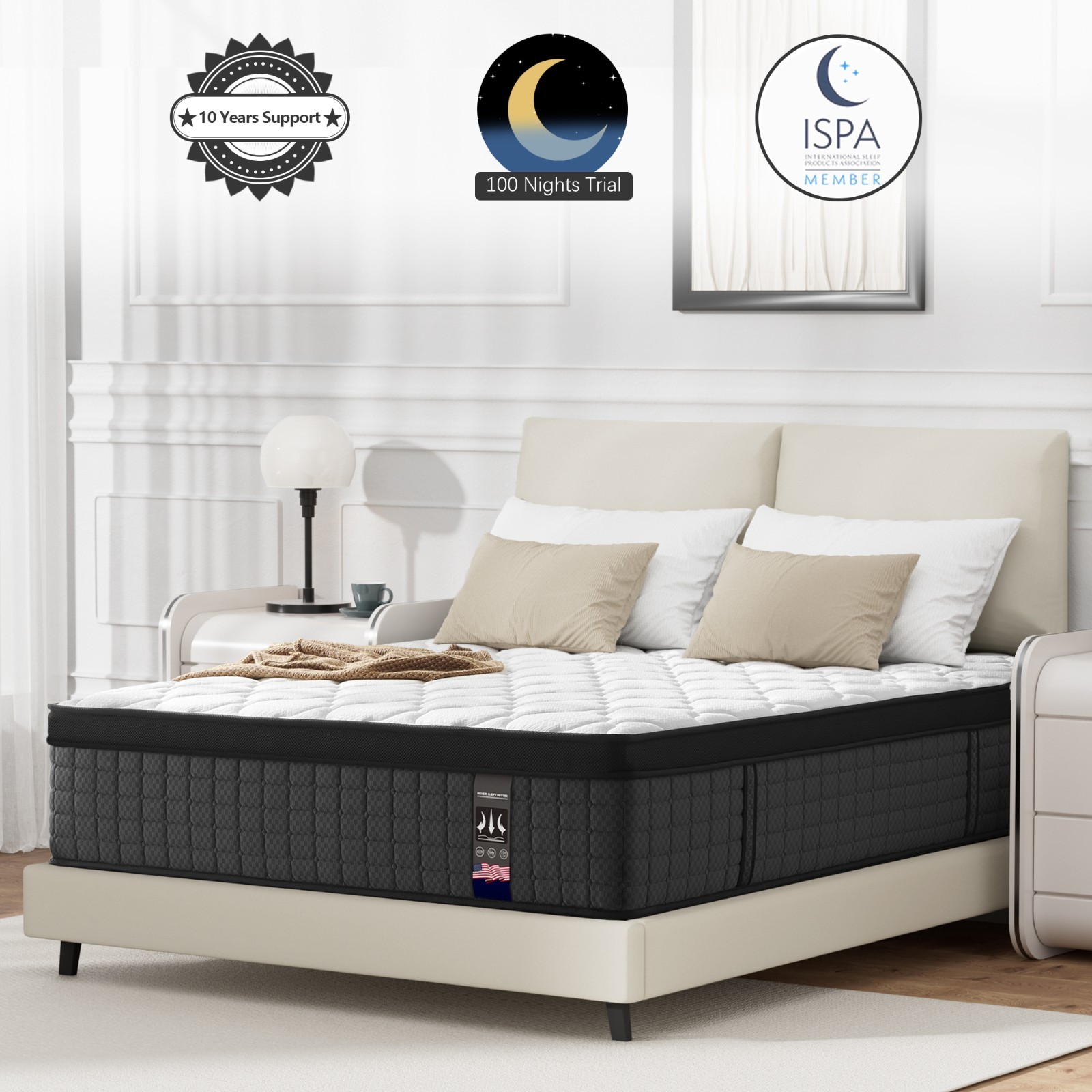 14" California King Mattress Medium Firm Pocket Spring Hybrid Motion Isolation