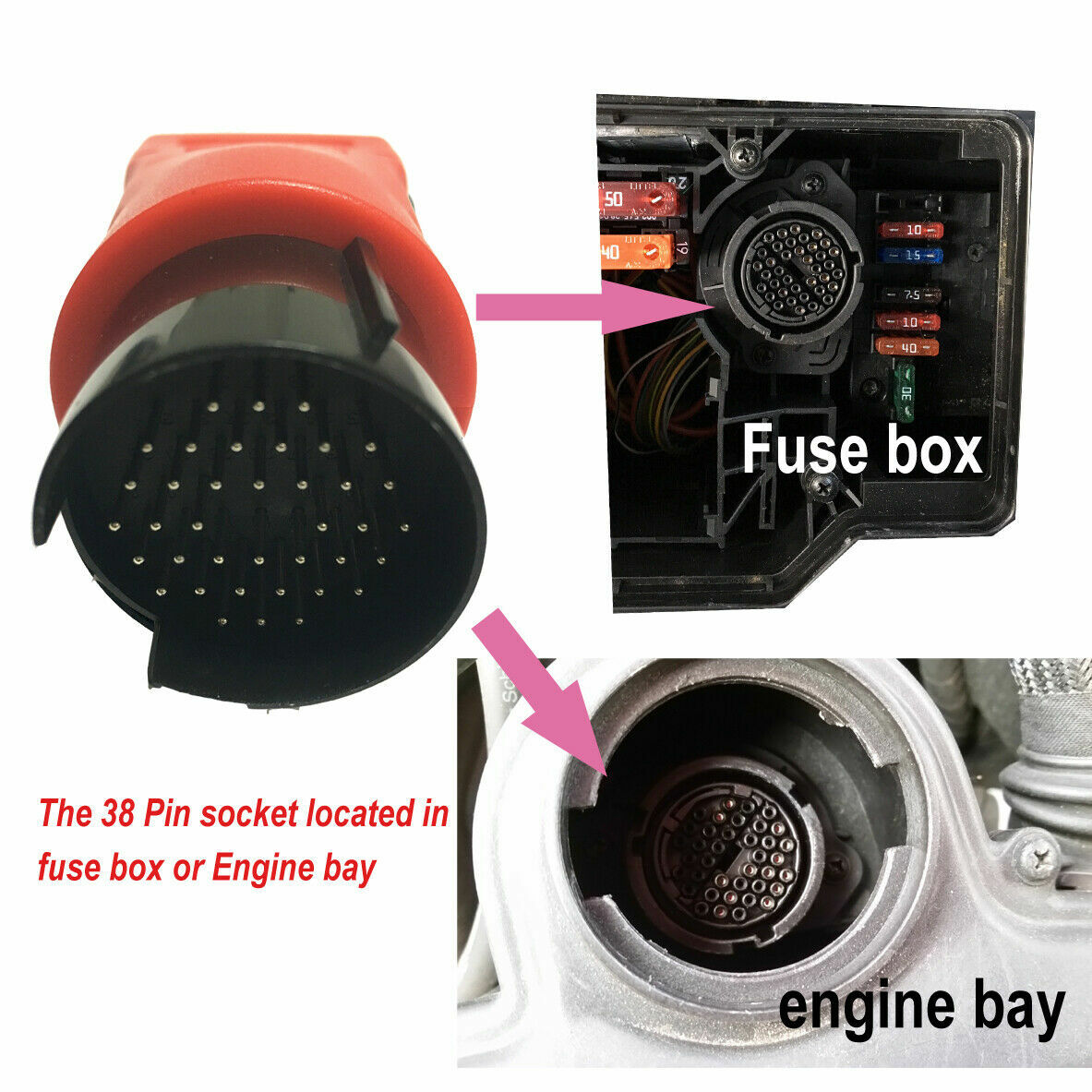 iCARSOFT 38 PIN DIAGNOSTIC ADAPTER CABLE CONNECTOR MERCEDES BENZ OBD MB 1.0 2.0