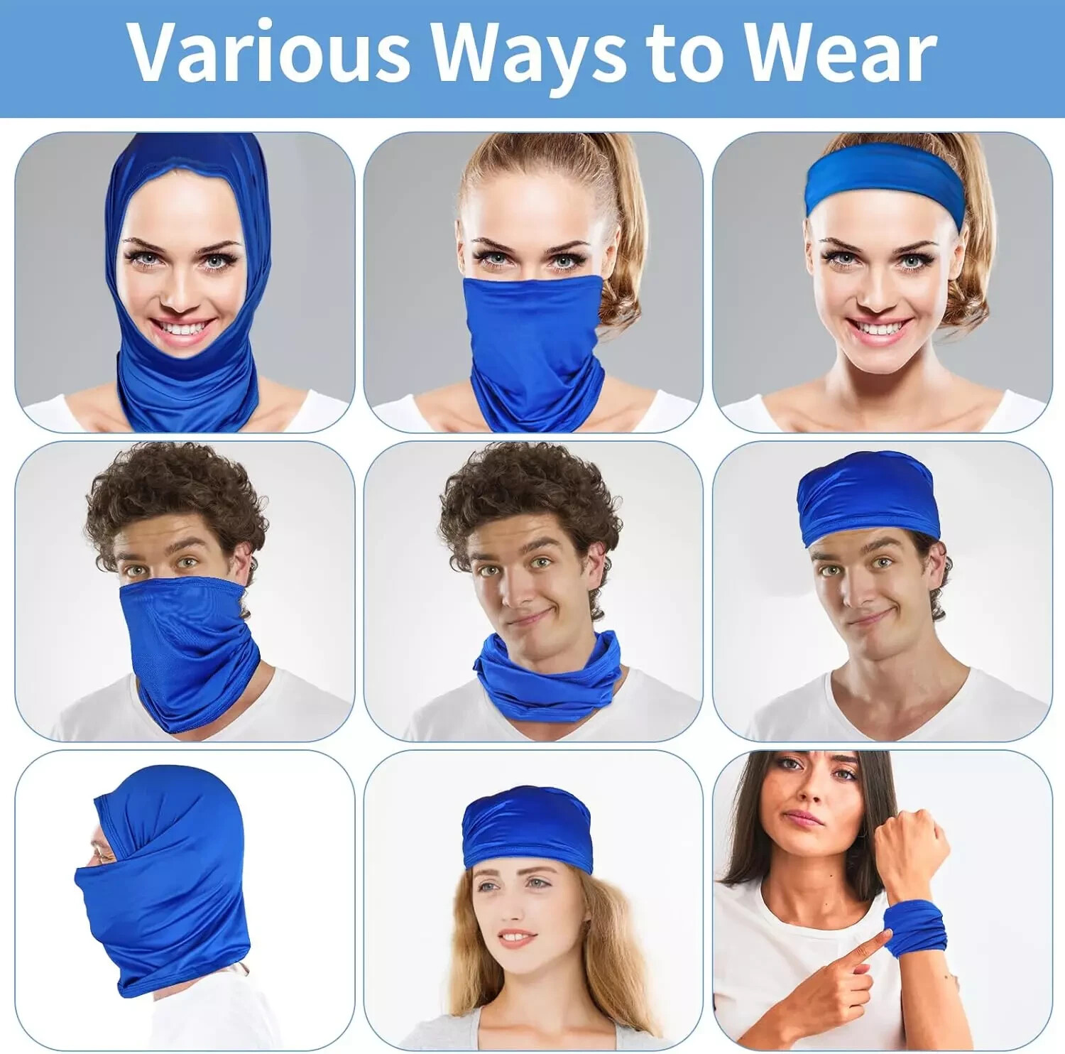 5 Pack Neck Gaiter Face Cover for UV Sun Protection, Breathable Cooling Face Mas