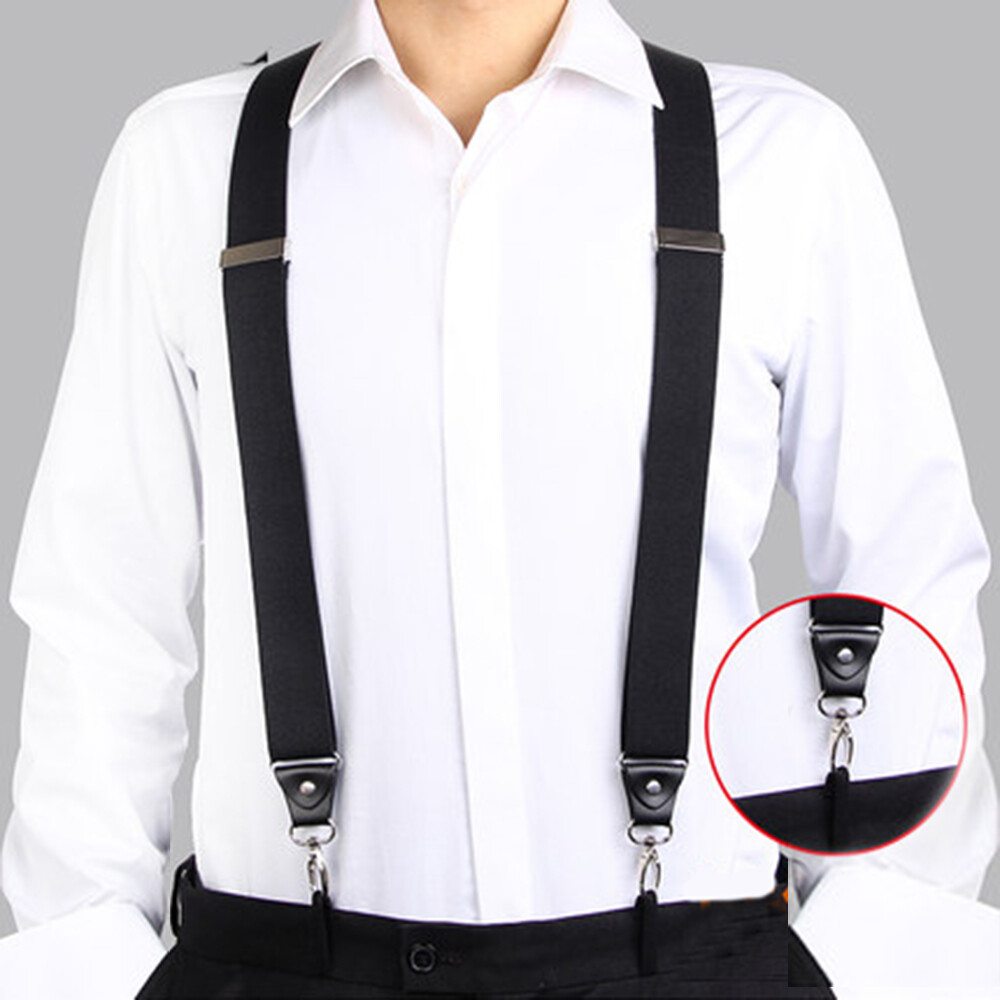 Men's Suspender Y Back Adjustable Heavy Duty Elastic Y-Shaped Hooks Pants Braces