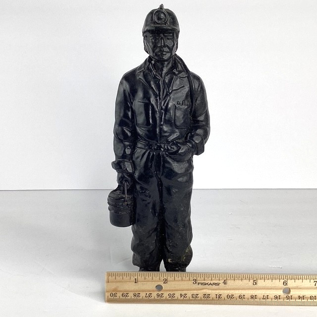 Coal Miner Statue with Bucket of Coal 10 inches