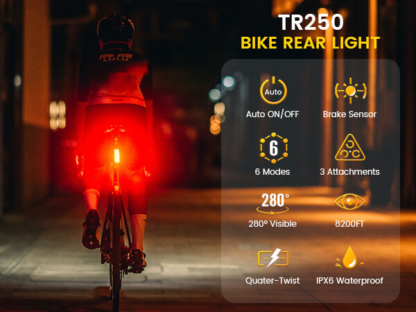 RAVEMEN TR250 Bike Light Bicycle Tail Light Brake Sensor Auto On-Off With ABM07