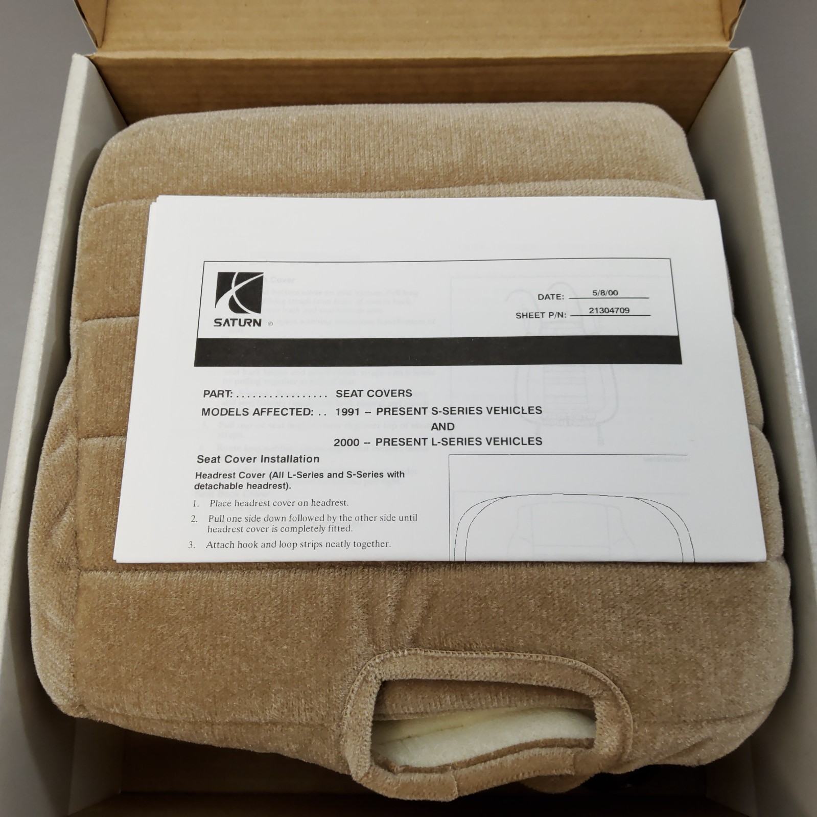 Original Saturn Tan Protective Seat Cover 91-95 Saturn Models New GM