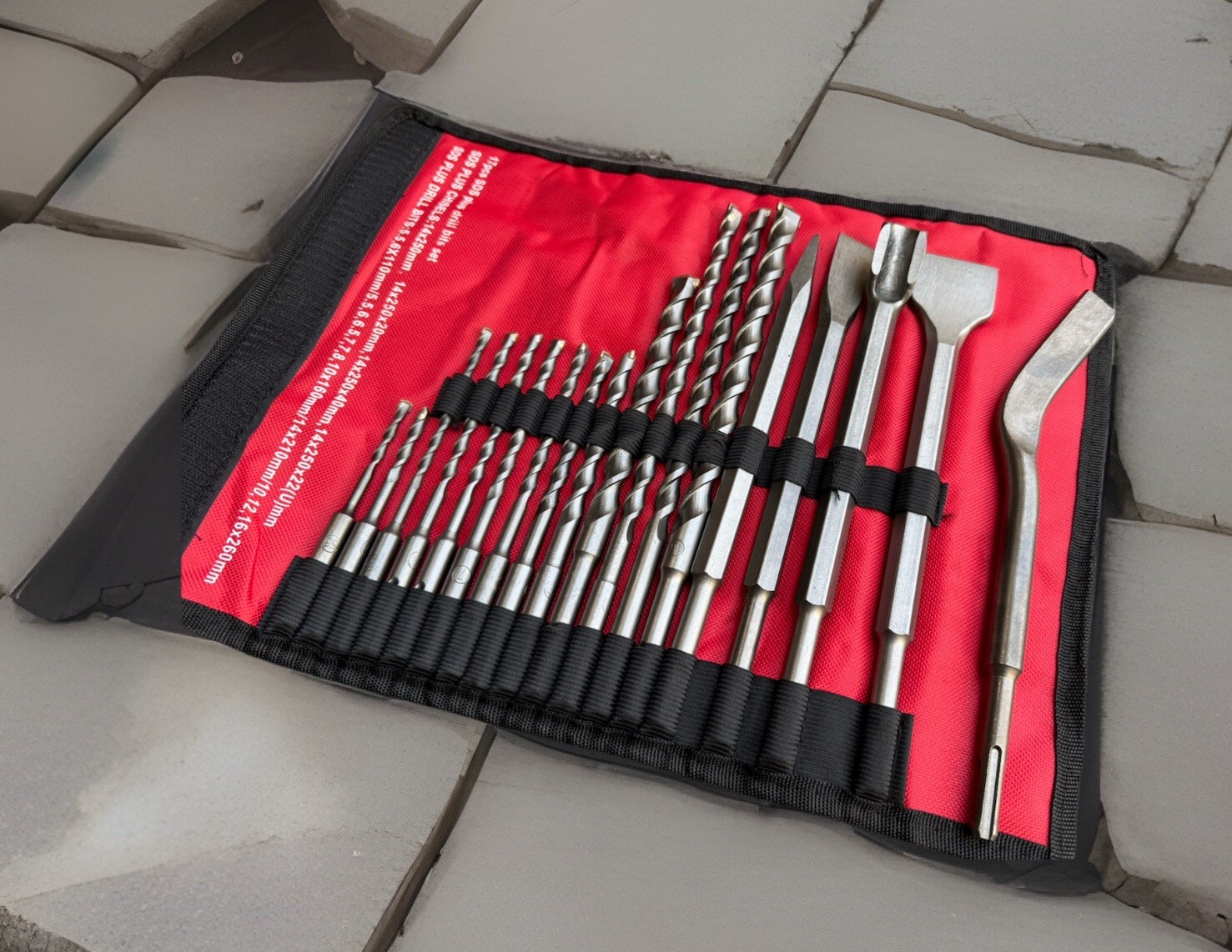 18pc SDS Plus Drill Bits Groove Gouge & Chisel Set Fit Rotary Hammer Hilti Bosch