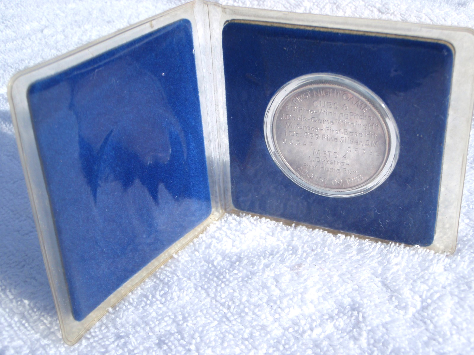 VTG:1st NIGHT GAME@ WRIGLEY FIELD CHICAGO CUBS 1 oz .999 SILVER COIN-AUG 9, 1988
