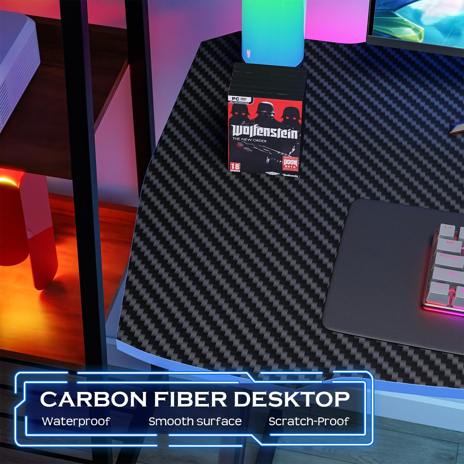 35 Inch Modern Z-Shaped Gaming Desk Computer Desk for Home Office with Headphone