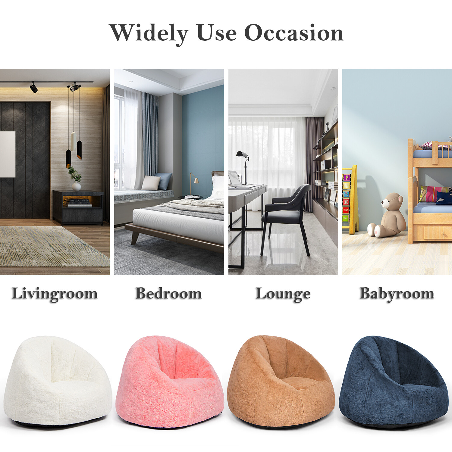 N&V Kids Bean Bag Chair, Girls & Boys Bean Bag Sofa Foam Filler, Kids Sofa Chair