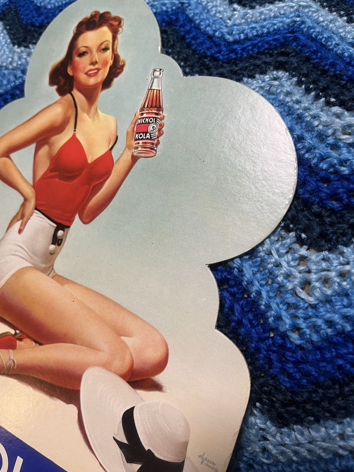 Nichol Kola Cardboard Pinup Advertising Sign 1950’s Easel Display Rare VTG Soda