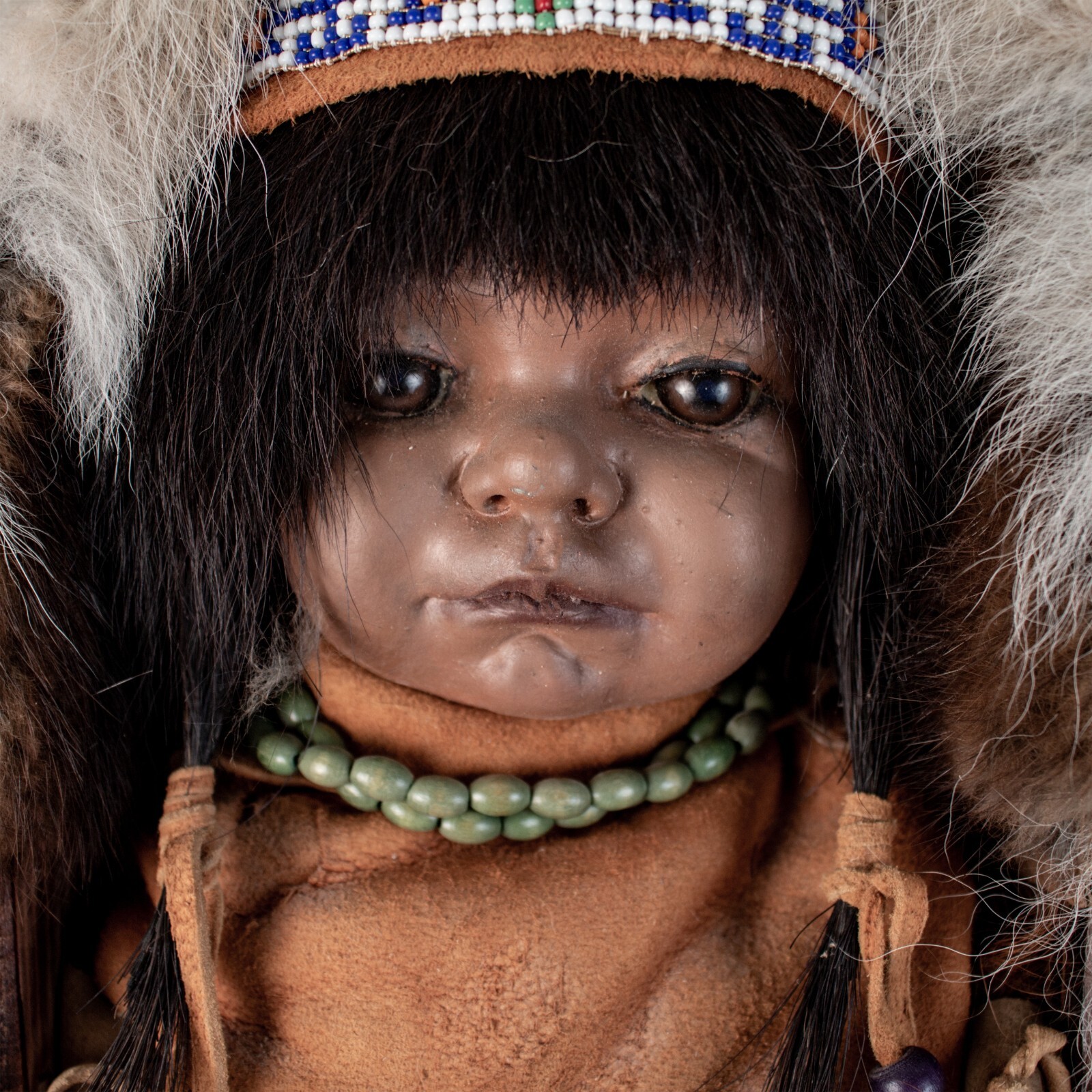 Vintage 1960's ALASKA Handcraft Eskimo Papoose Doll Cradle Large 39"L x 9.5"W