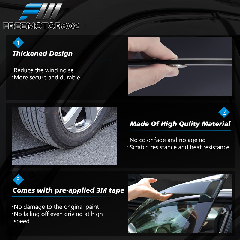 Fit 14-19 Chevy Silverado GMC Sierra Crew Cab Window Visors Rain Deflector