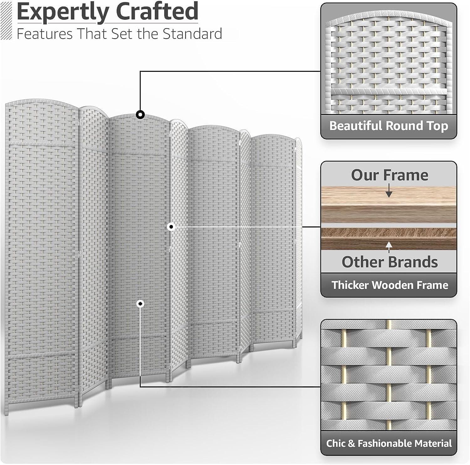 Sorbus Extra Wide Room Divider - Foldable Panel Privacy Screen (130” L x 69” H)