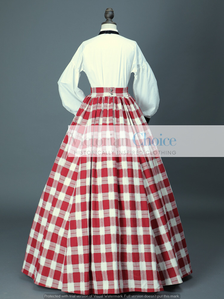Victorian Civil War Dickens Tartan Day Dress Pioneer Women Theater Costume 314