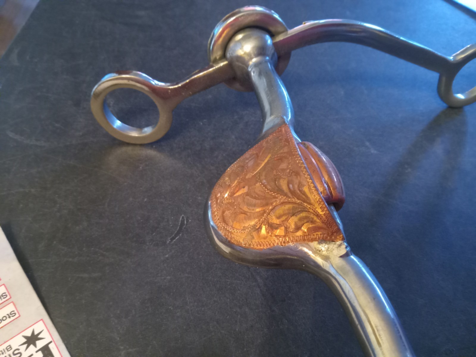 New western show bit hooded roller silver copper inlays 5 in mouth