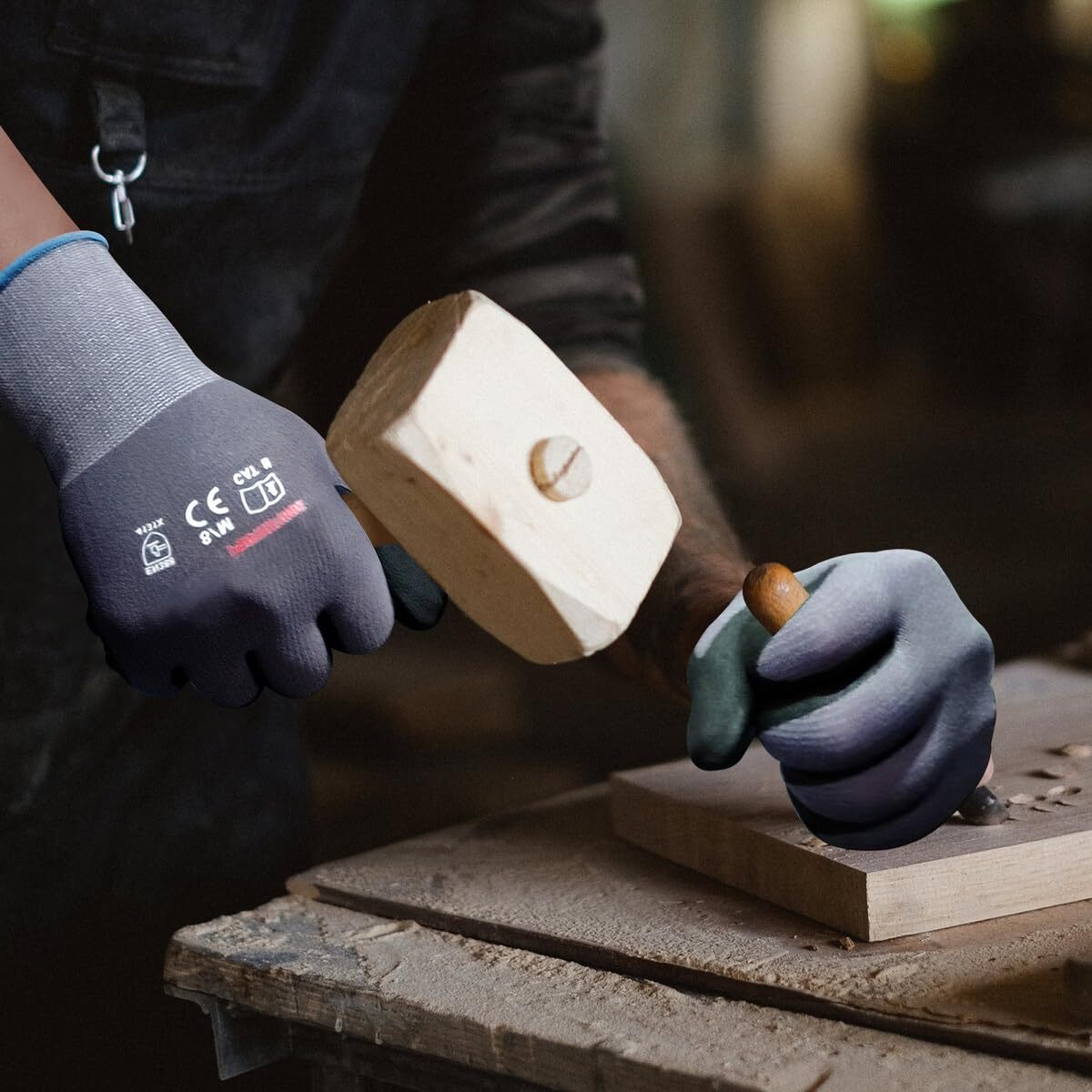 Gasoline Safety Work Gloves Extra Micro-Foam Nitrile Coated-12 Pairs / Dots