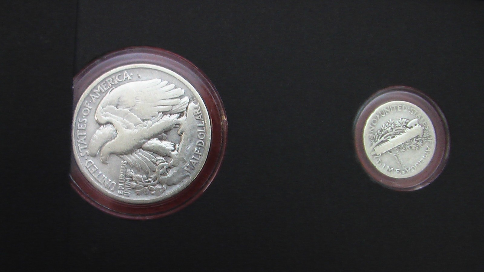 $3 Face 90% Silver; 65Walking Liberty Half Dollars 5 Mercury Dimes encased