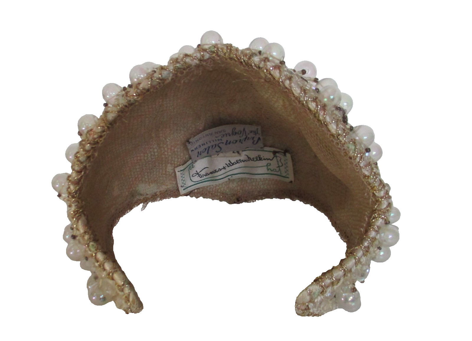 Vintage 1940s Juliet Cap Hat Beads Sequins Frances & Walter Nelkin Bridal