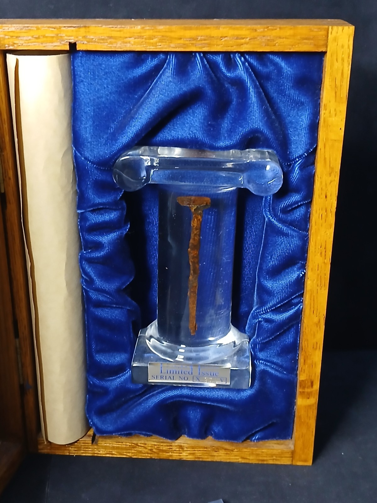 Ancient Roman Legion Iron Nail in Lucite & Display Box Scotland - 7x10 - LK