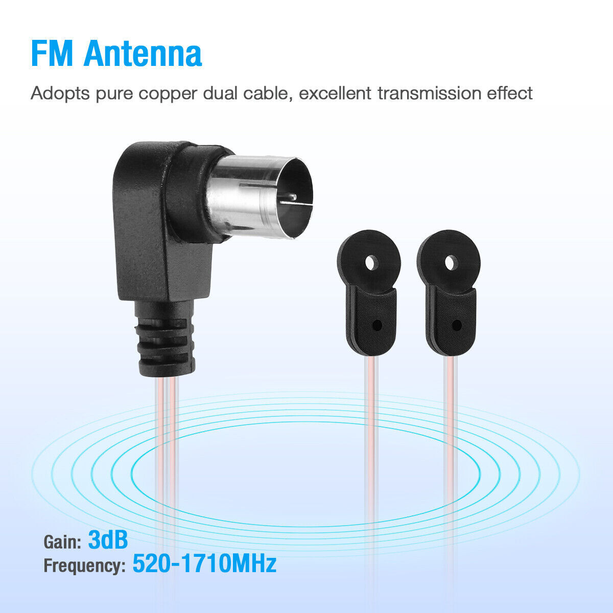 2pcs FM Antenna 75 Ohm F Type Male Plug For Home Radio Stereo Receiver Aerial US