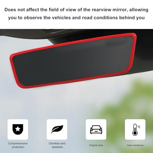 Car Rear View Mirror Protector Frame, Silicone Rearview Mirror Edge Red
