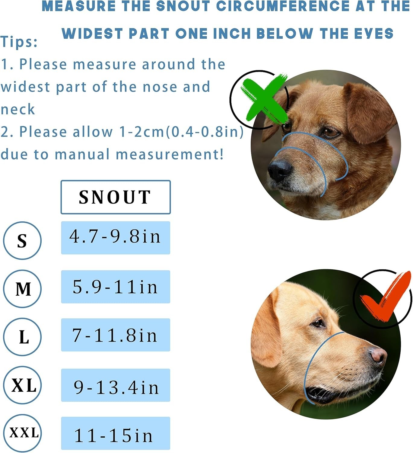 Gentle Dog Muzzle Guard, Soft Neoprene Padding, Prevent Biting, Barking (SMALL)