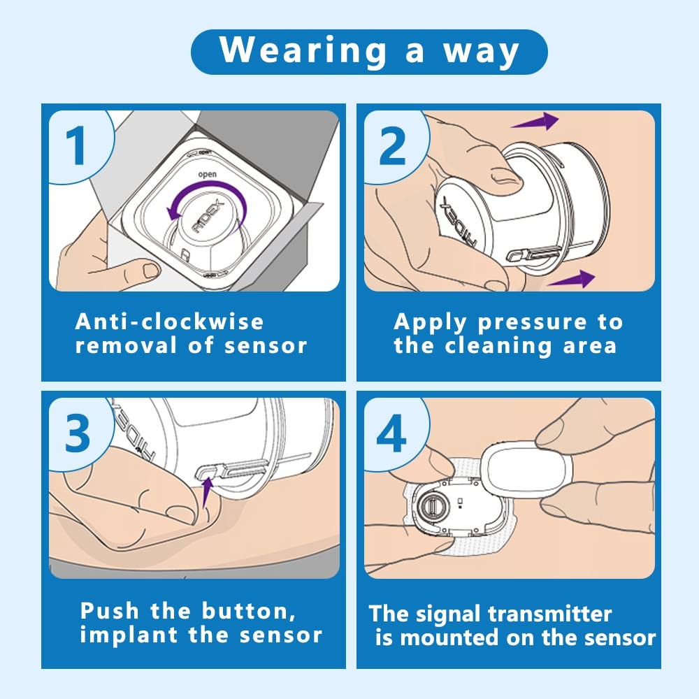 AiDEX 24 Hour Continuous Glucose Monitoring System Home Diabetes Glucose Sensor