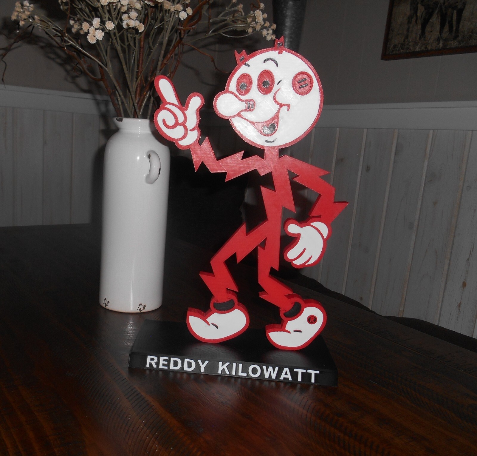 Reddy Kilowatt real big Plastic Stand Up Figure with base 16 inches tall