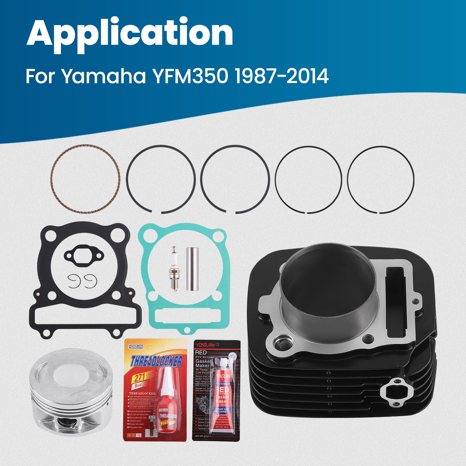 Cylinder Piston Top End Rebuild Kit for Yamaha Big Bear Raptor 350 87-1999